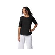 Women's Pleated Elbow Sleeve T-Shirt: BLACK