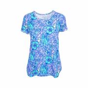 Women's Floral Scoop Neck Short Sleeve T-Shirt: MARINA