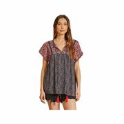 Women's Embroidered Short Sleeve Top: MULTI