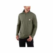 Men's Force Relaxed Fit Quarter-Zip Mock Neck Pullover: BASIL_HEATHER