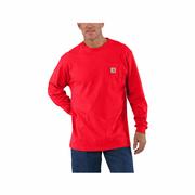 Men's Loose Fit Heavyweight Long Sleeve Pocket T-Shirt: FIRE_RED_HEATHER