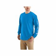 Men's Loose Fit Heavyweight Logo Long Sleeve T-Shirt: BLUE_GLOW