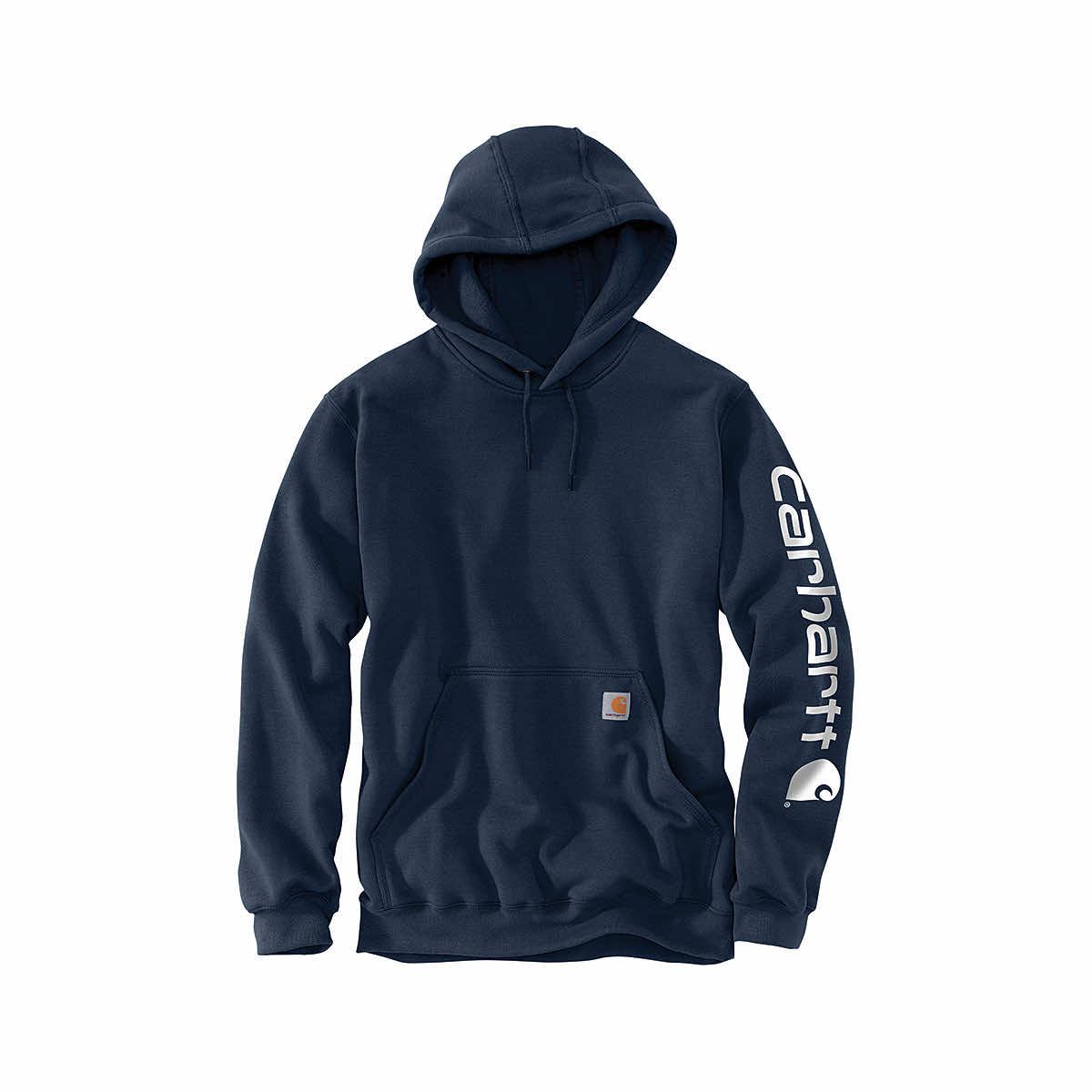  Men's Loose Fit Midweight Logo Sleeve Graphic Hoodie