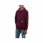 Men's Loose Fit Midweight Logo Sleeve Graphic Hoodie: PORT
