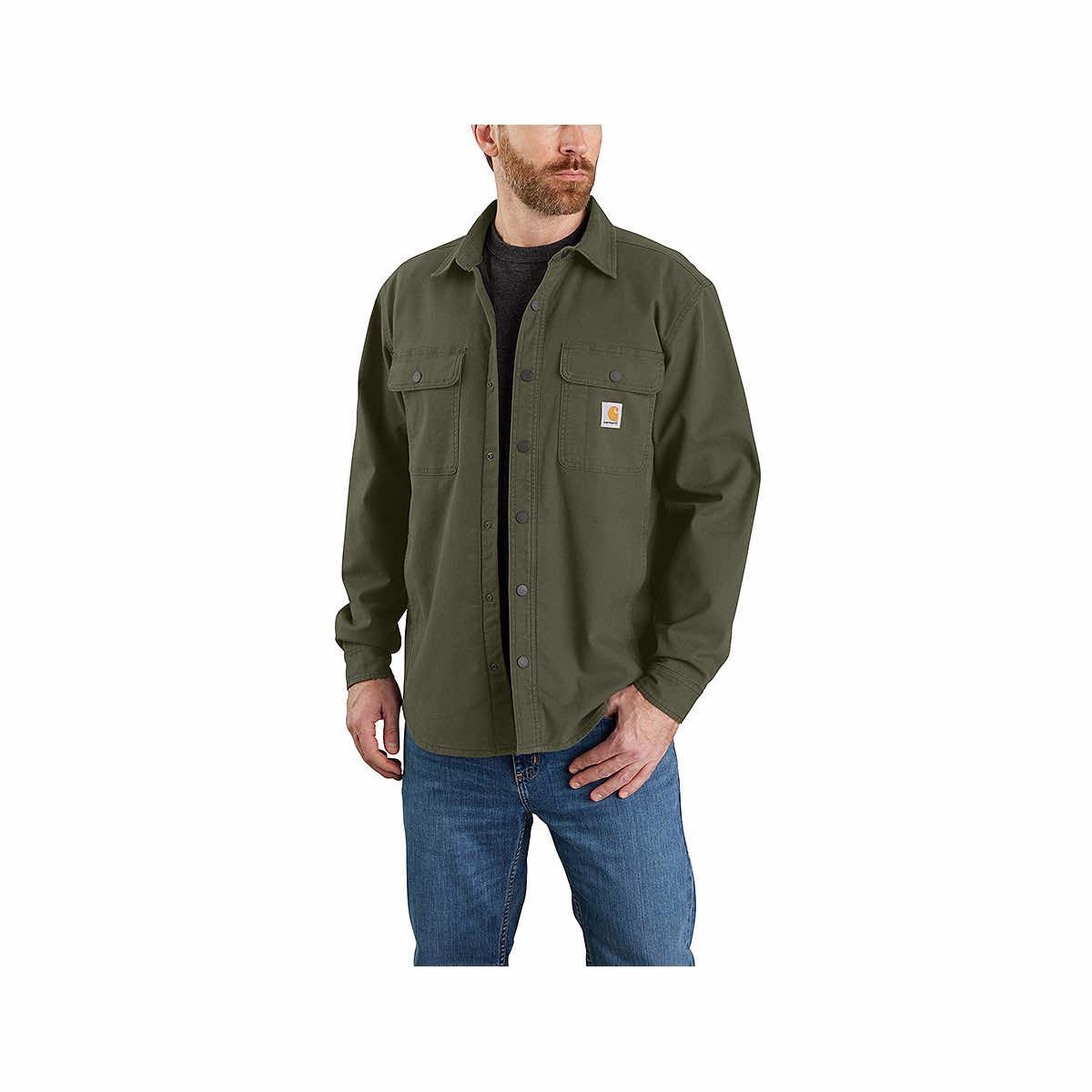  Men's Rugged Flex Relaxed Fit Canvas Fleece- Lined Shirt Jacket