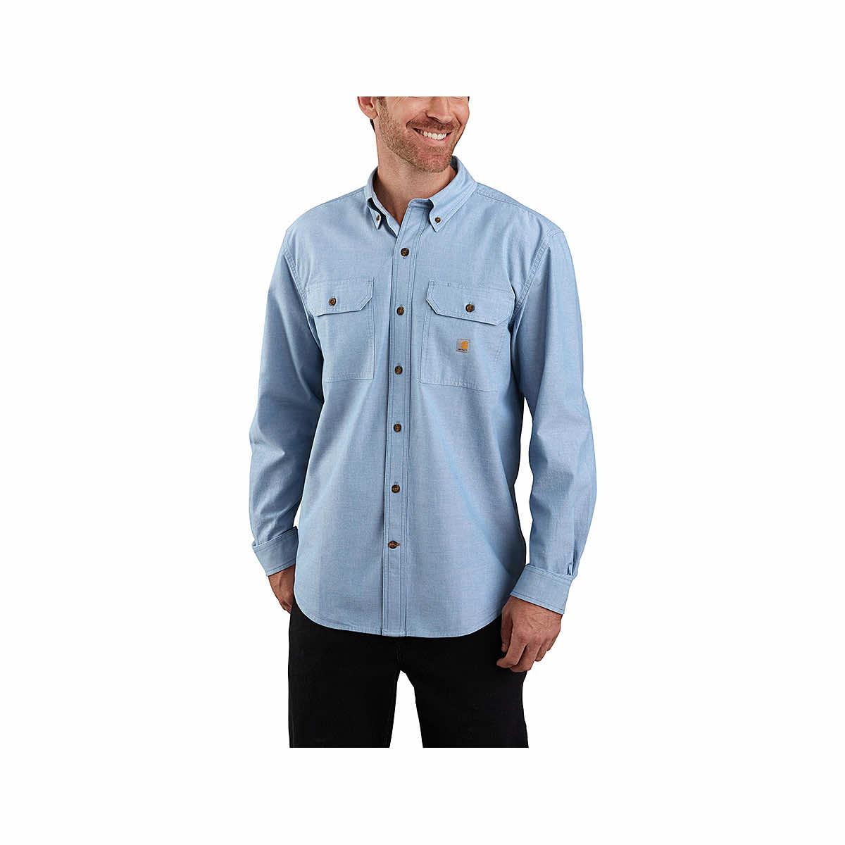  Men's Loose Fit Midweight Chambray Long Sleeve Shirt