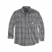 Men's Loose Fit Plaid Chambray Long Sleeve Shirt: STEEL_SHADOW