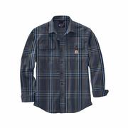 Men's Loose Fit Plaid Heavyweight Long Sleeve Flannel Shirt: NAVY_BLUESTONE