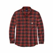 Men's Rugged Flex Relaxed Fit Plaid Midweight Flannel Shirt: RED_OCHRE
