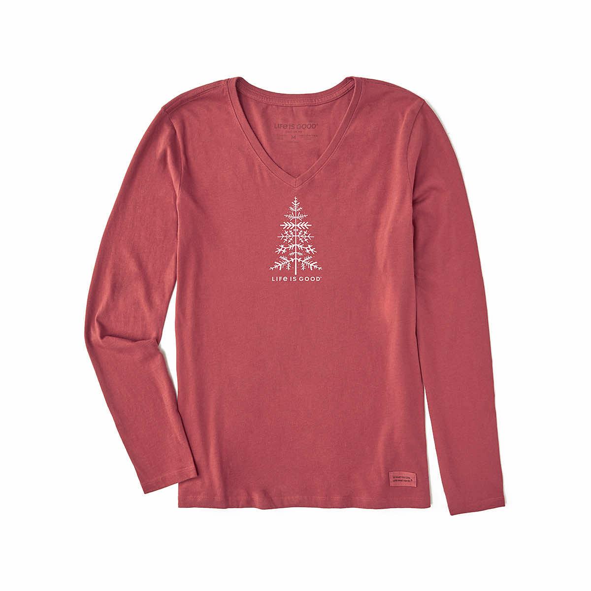 Women's Winter Tree V-Neck Long Sleeve Crusher T-Shirt