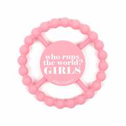 Girls Run The World Happy Teether Baby Toy: PINK