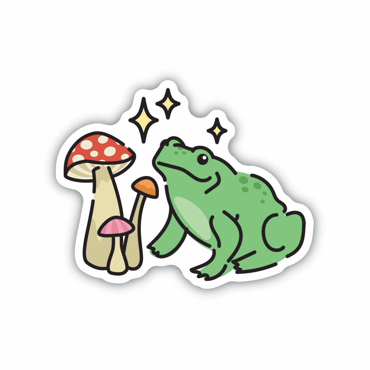 Frog Stack Vinyl Sticker, Cute Frogs and Mushrooms Sticker – Forager Vintage