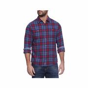 Men's Penton Stretch Flannel Long Sleeve Shirt: NAVY_RED
