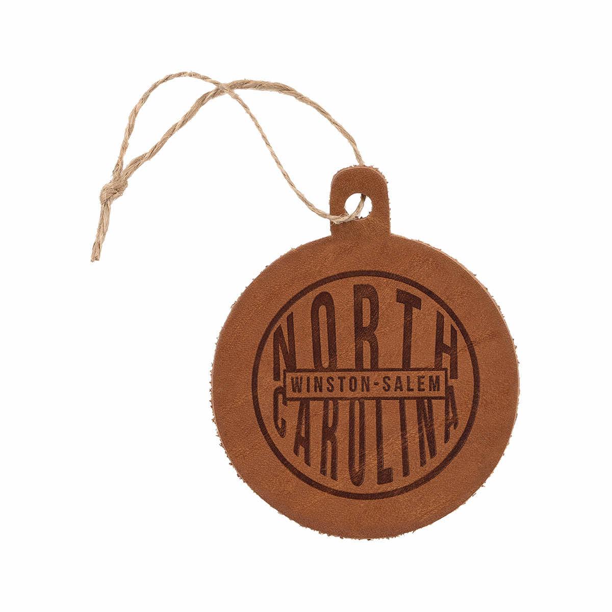 WinstonSalem Round Leather Ornament