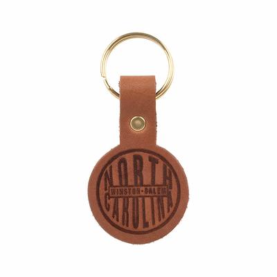 Greenville Round Leather Keychain