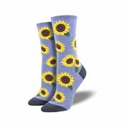 Women's Blooming Cotton Crew Socks: BLUE