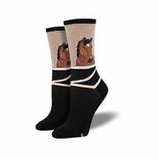 Women's Hey Neigh-Bor Cotton Crew Socks: HEMP_HEATHER