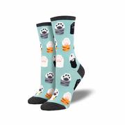 Women's Toe Bean Cotton Crew Socks: BLUE