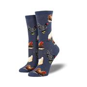 Women's Hen House Cotton Crew Socks: BLUE