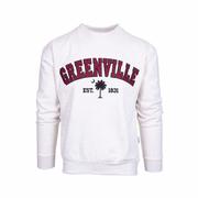 Greenville Tackle Twill Applique Crew Sweatshirt: OATMEAL