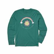 Kids' Sun & Rainbow Good Energy Long Sleeve Crusher T-Shirt: SPRUCE_GREEN