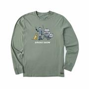 Men's Jake and Rocket Smoke Show Long Sleeve Crusher Lite T-Shirt: GREEN
