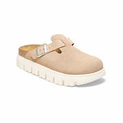 Women's Boston Chunky Suede Clogs: WARM_SAND