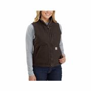Women's Relaxed Fit Sherpa Lined Duck Vest: DARKBROWN_DKB