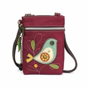 Chala Venture Cellphone Crossbody Bag: BIRD_BURGUNDY_BI9