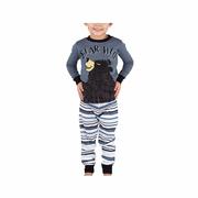 Kids' Bear Hug Blue Striped Long Sleeve PJ Set: BLUE