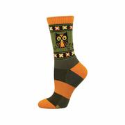 Women's Owl Alert Wool Crew Socks: GREEN