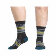 Men's Multi Stripe Cushioned Micro Crew Socks: CHARCOAL