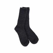 Women's Holiday Ragg Feather Crew Socks: 75669_BLACK