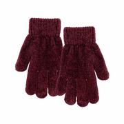 Women's Chenille Gloves: BURGUNDY