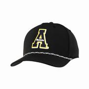 Appalachian State Rubber A Logo Snap Back Hat: BLACK_GREY