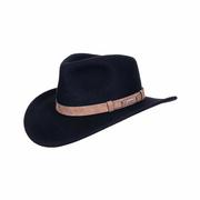 Men's Felt Wool Outback Hat: BLACK