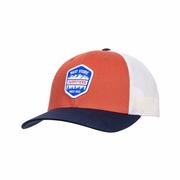 Mast Store Outfitters Woven Badge Trucker Hat: DKORANGE_BIRCH