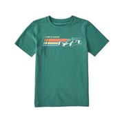 Kids' Race Car Stripes Short Sleeve Crusher T-Shirt: SPRUCE_GREEN