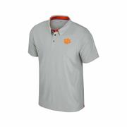 Men's Clemson Tigers Paw Short Sleeve Polo Shirt: ASH_GREY