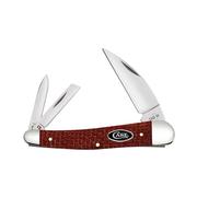 Smooth Dark Red Burlap Micarta CS Seahorse Whittler Knife: RED_BURLAP_MICARTA