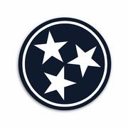 Tennessee Tri-Star Round Sticker: BLUE