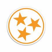 Tennessee Tri-Star Round Mini Sticker: WHITE