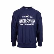 Hendersonville Bear Cross Grain Crew Sweatshirt: NAVY