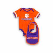 Infant Clemson University Onesie & Bib Set: ORANGE/BLACK