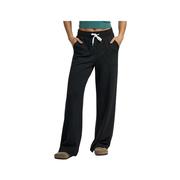 Women's Bamboo Lightweight Fleece Wide Leg Pants: HEATHER_BLACK