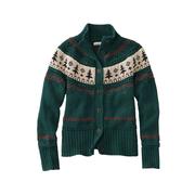 L.L.Bean Women's Fisherman Fair Isle Cardigan: DEEPEST_GREEN_TREE