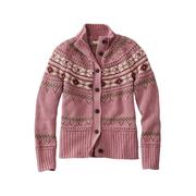 L.L.Bean Women's Fisherman Fair Isle Cardigan: WASHED_ORCHID