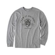 Life is Good Men's Take It Outside Emblem Long Sleeve Crusher T-Shirt: GRAY
