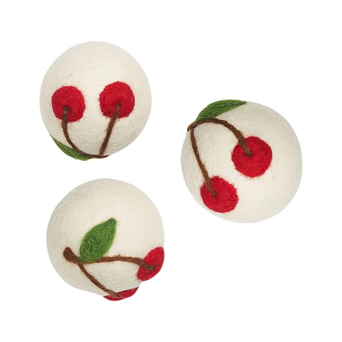 Laundry Wool Dryer Balls - Set of 3 Mary Engelbreit Cherry - Thumbnail 2