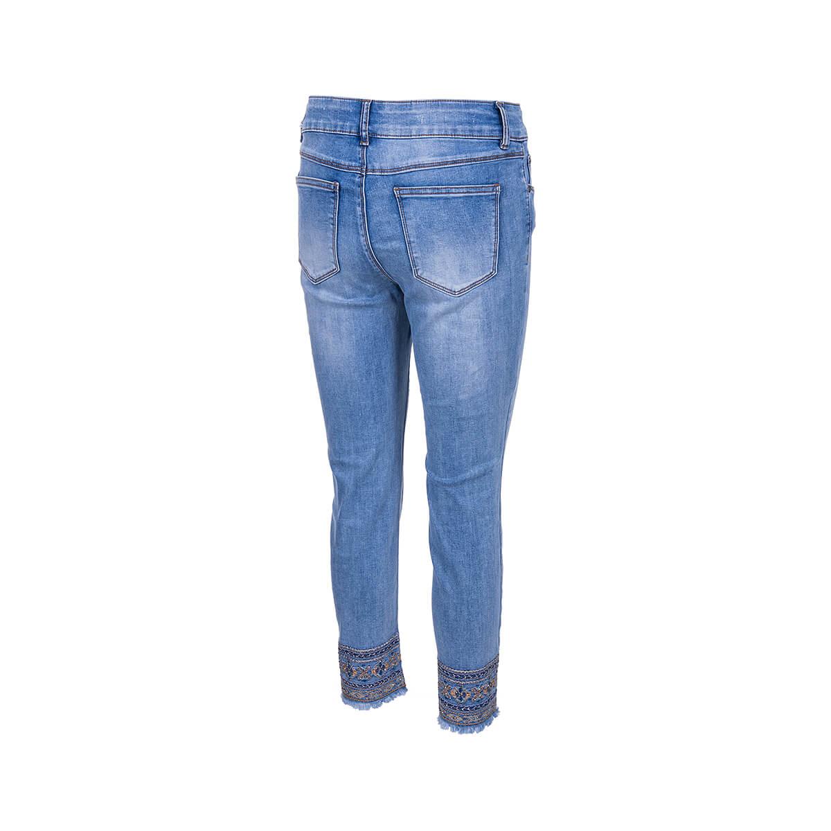 TRIBAL SPORTSWEAR Women's Audrey Cropped Straight Leg Embroidered Hem